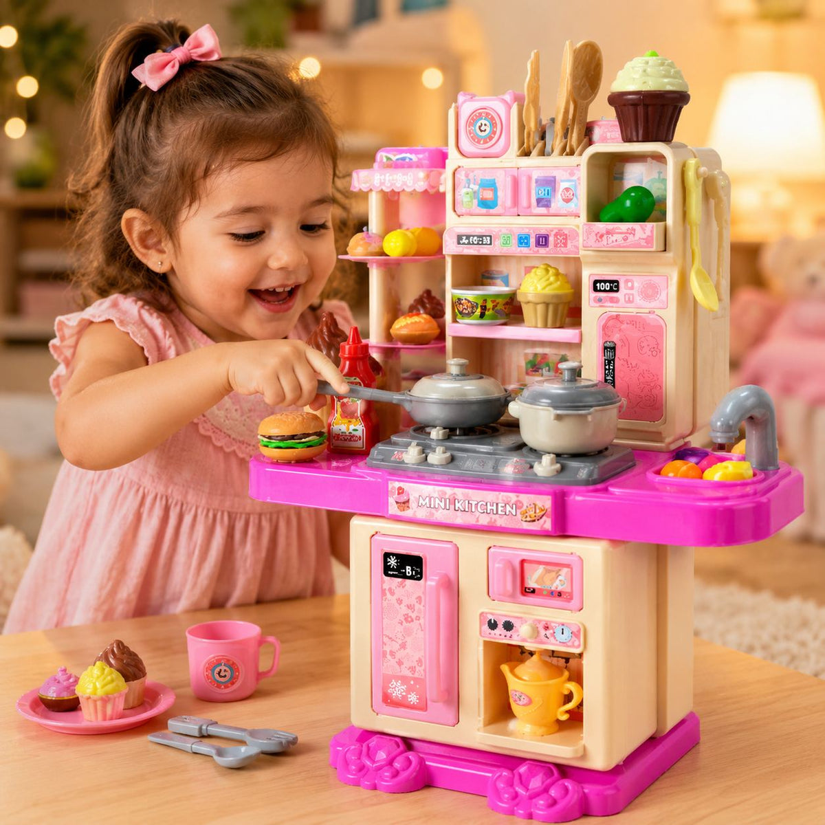 Pretend Play Kitchen Set for Kids Complete Mini Cooking Toy Set