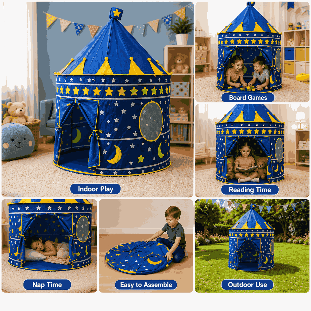 Princess Playhouse Tent for Kids Foldable Indoor Castle Play Tent