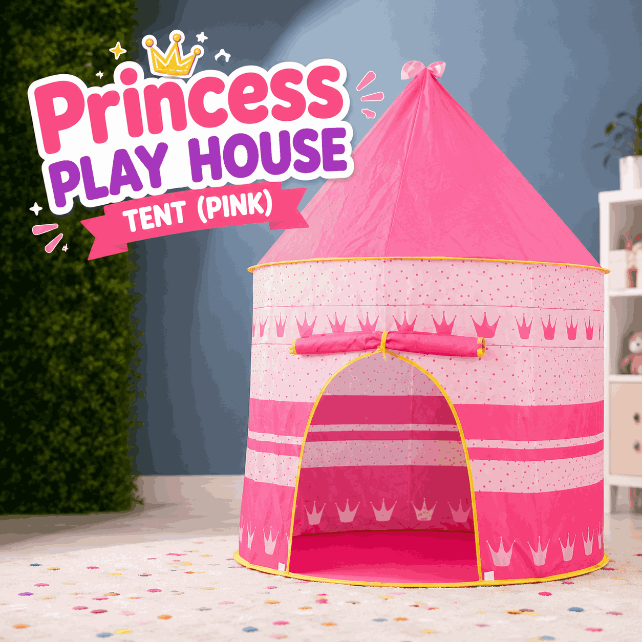 Princess Playhouse Tent for Kids Foldable Indoor Castle Play Tent