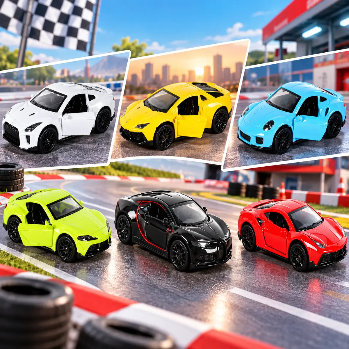 Pull-Back Alloy Die-Cast Super Cars with sports car designs -Toynix.pk
