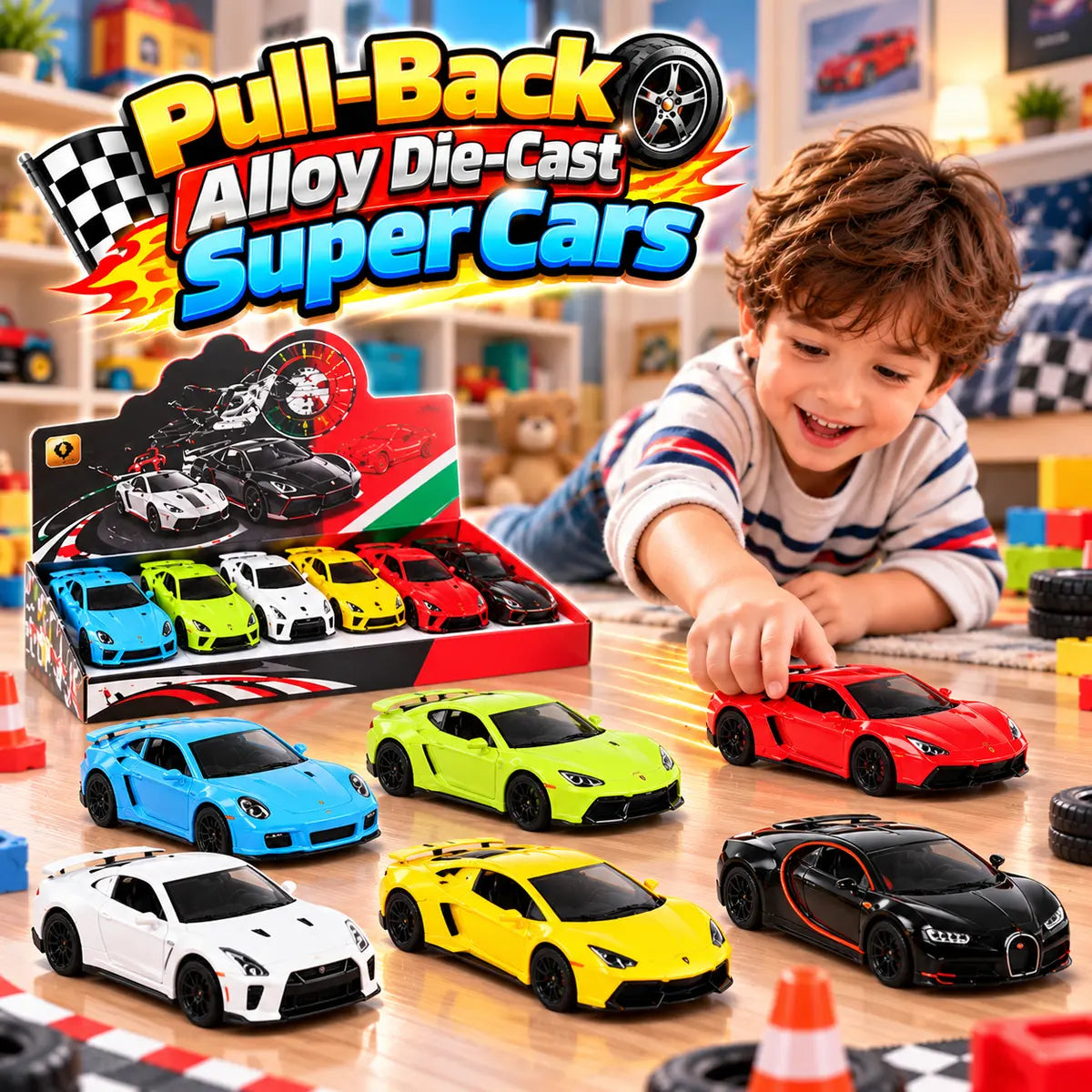 Pull-Back Alloy Die-Cast Super Cars for Kids (Random Colors | 4311C)