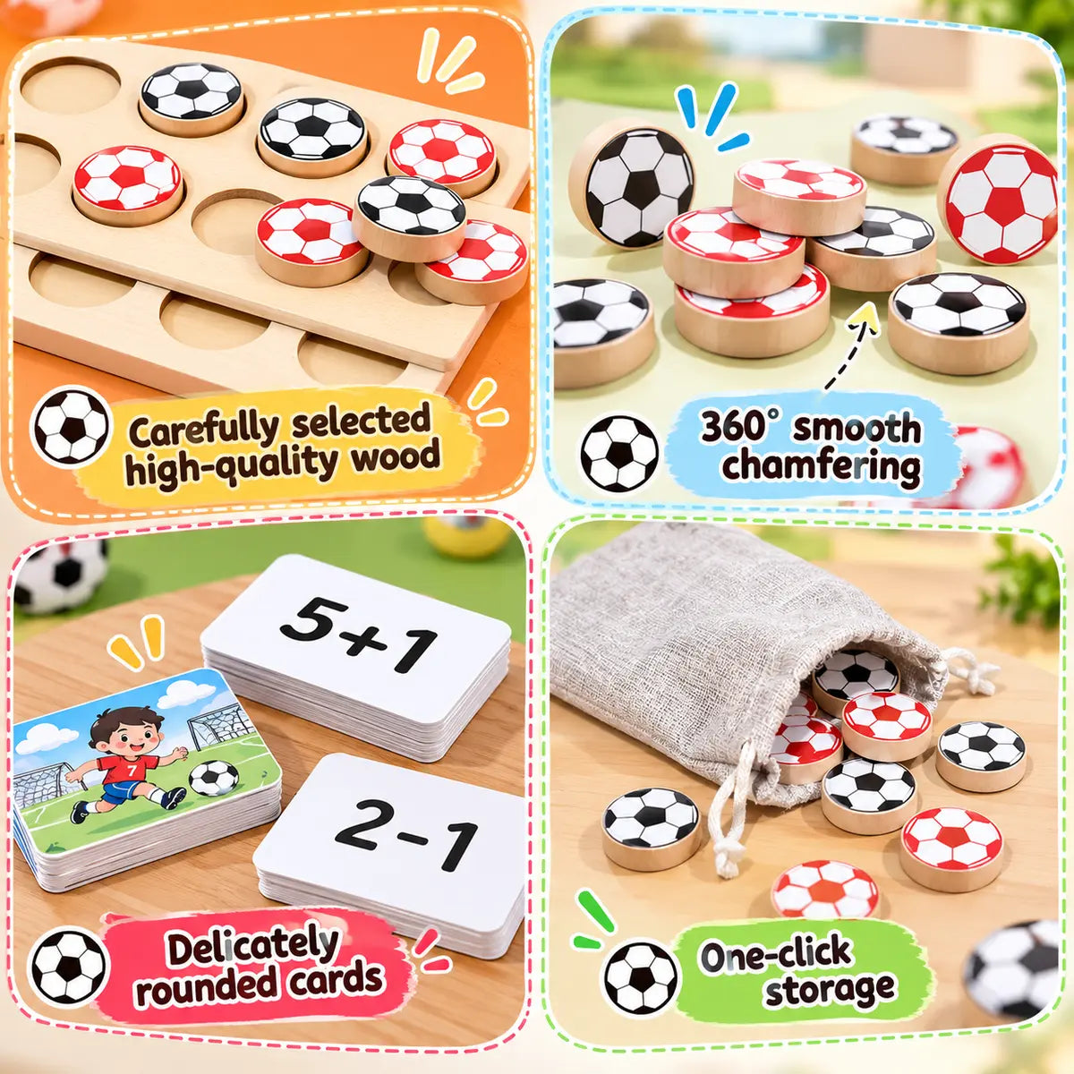 Children Wooden Puzzle Football Mathematics Teaching Game (2025-17)