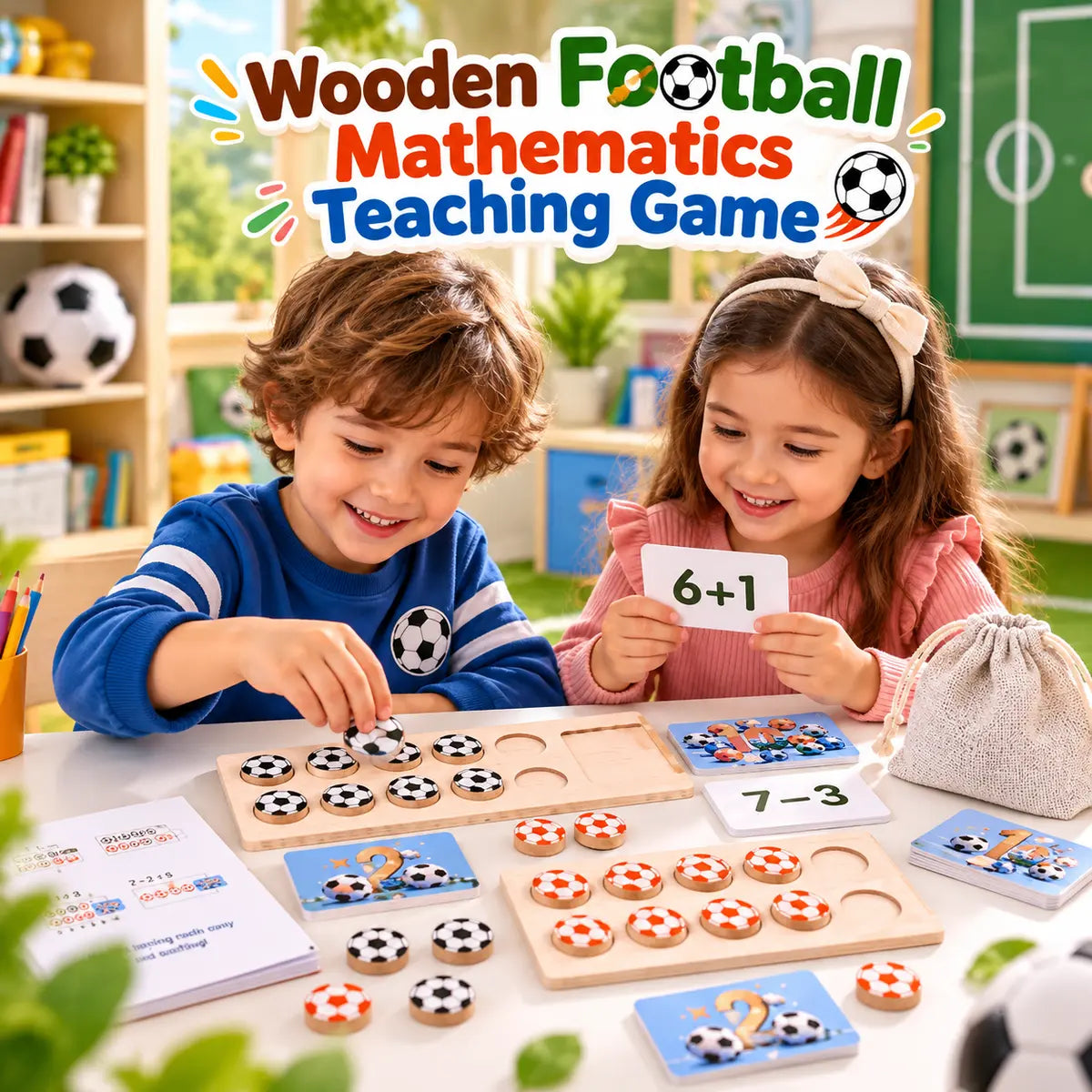 Children Wooden Puzzle Football Mathematics Teaching Game (2025-17)