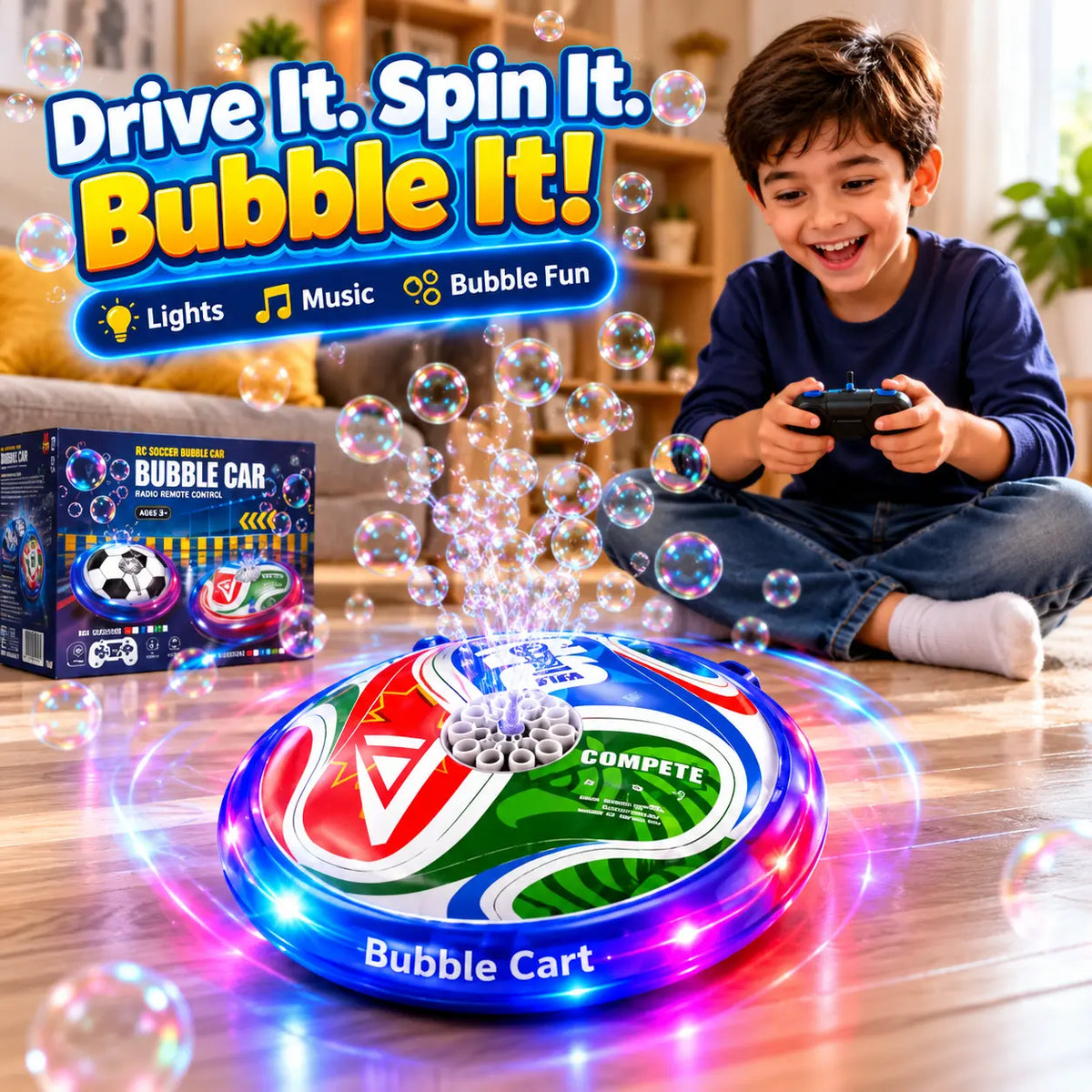 RC Bubble Soccer Ball Toy with Lights & Music (Random Design | UD3009A)