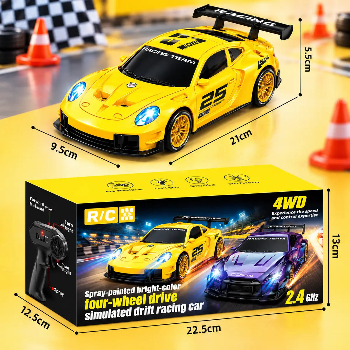 2.4GHz RC Porsche Drift Racing Car Remote Control Sports Racing Toy