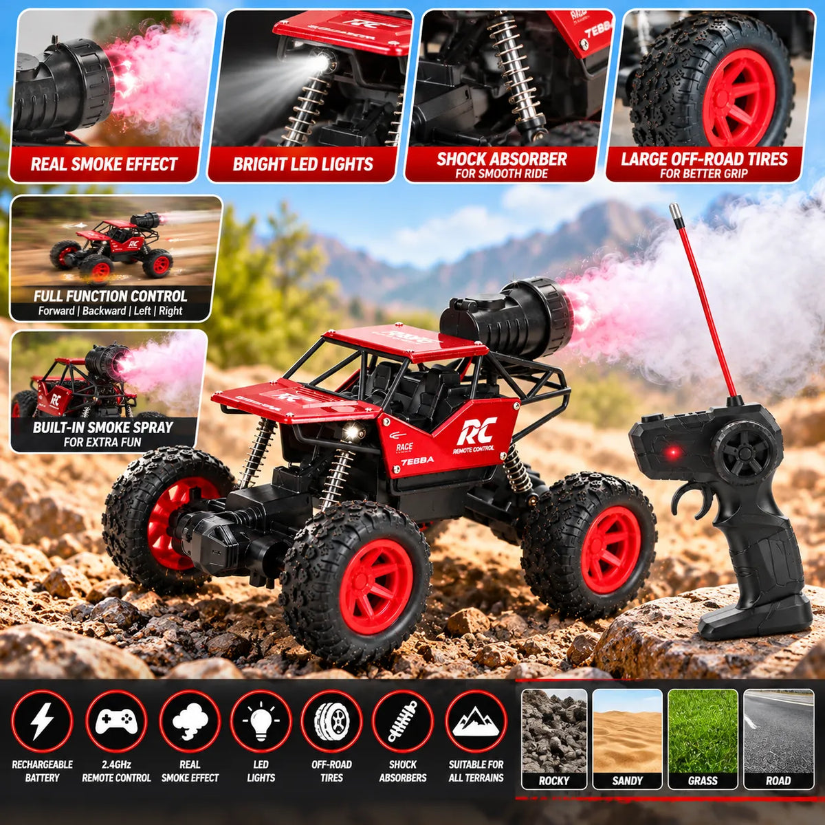 RC Rock Crawler Jeep with Smoke Effect (2092)