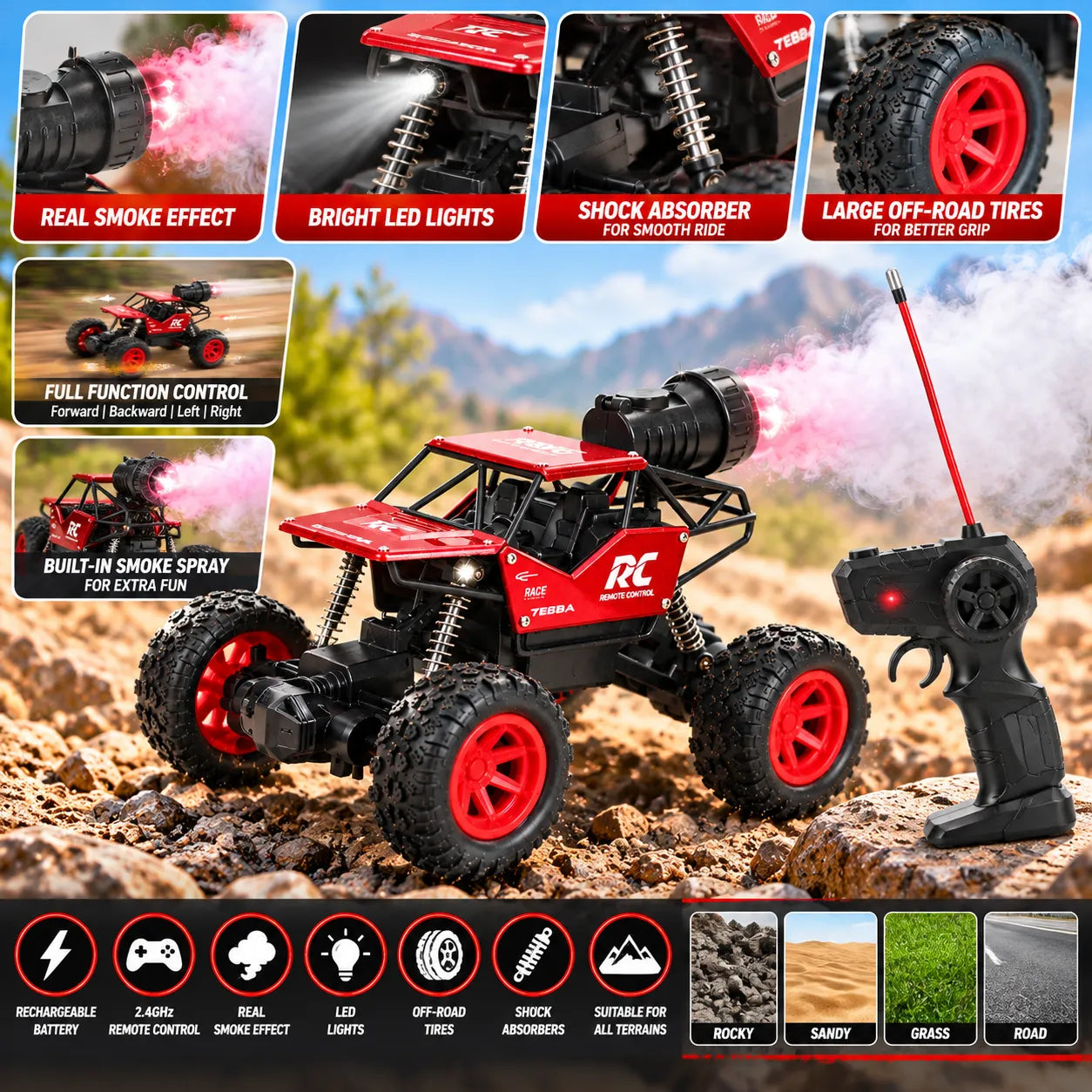 RC Rock Crawler Jeep with Smoke Effect