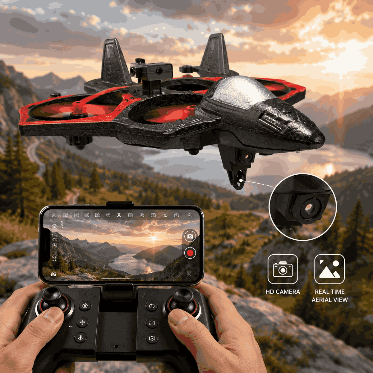 HD Camera RC Plane Drone Fighter Jet - Toynix.pk