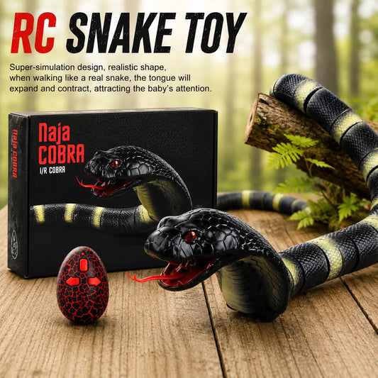 Realistic remote control cobra snake toy with glowing eyes and infrared controller