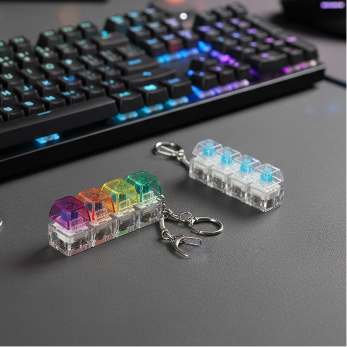 Keyboard Fidget Stress Relief Keychain for Kids & Adults (Random Colors | KC)