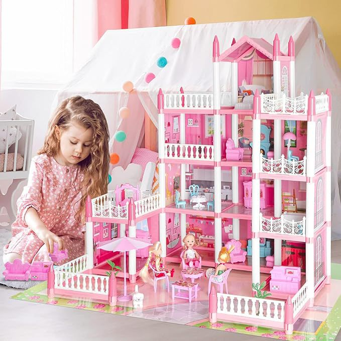 DIY Dreamy Pink Doll house villa Playset