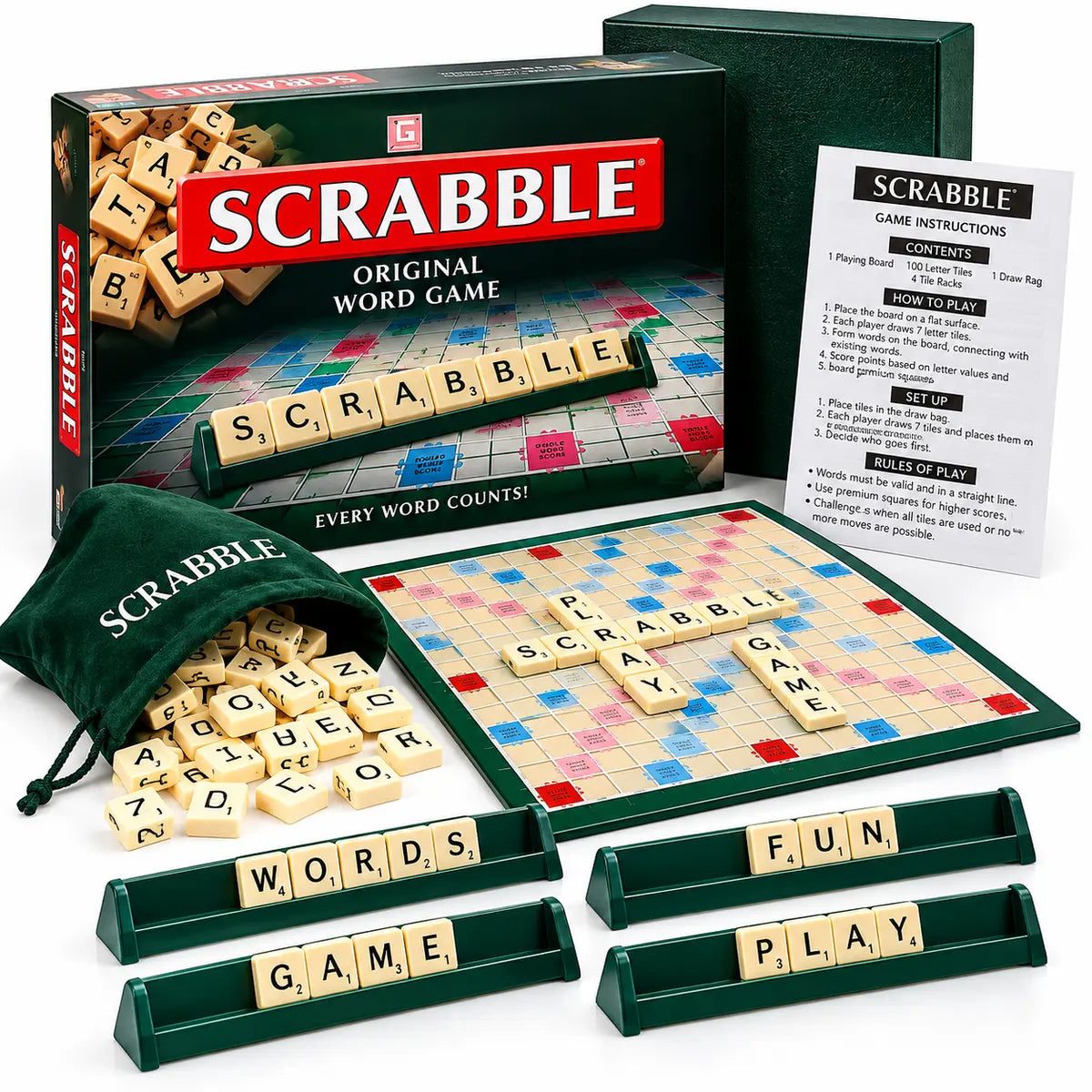 Scrabble Crossword Board Game Classic Educational Word Building Game for Kids and Family
