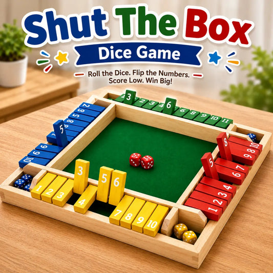Shut The Box Wooden Dice Math Board Game for 2 to 4 Players