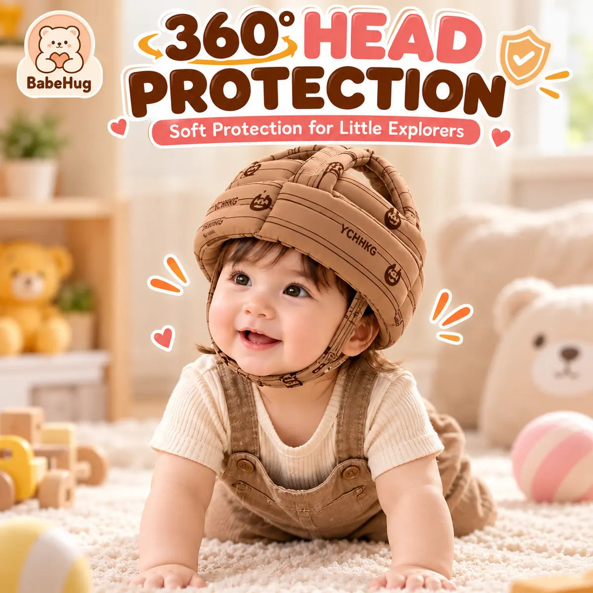 Soft Baby Head Protection Helmet for Toddlers (Random Color)