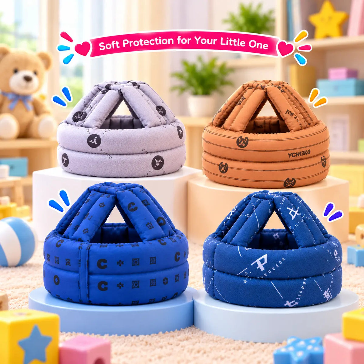 Soft Baby Head Protection Helmet for Toddlers (Random Color)
