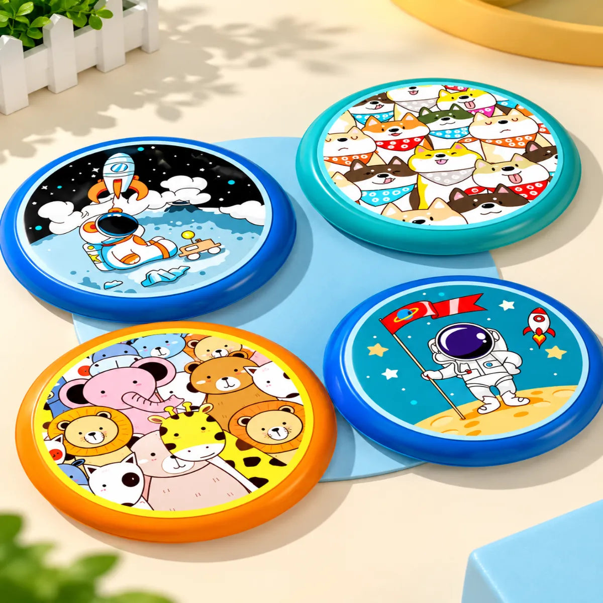 Soft Rubber Frisbee Flying Disc Toy with Colorful Cartoon Designs for Kids