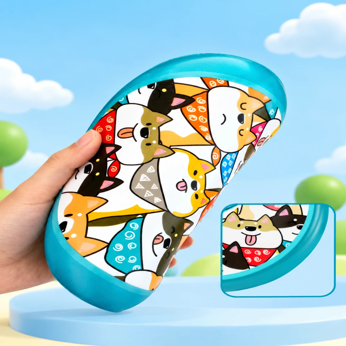 Soft Rubber Frisbee Flying Disc Toy with Colorful Cartoon Designs for Kids