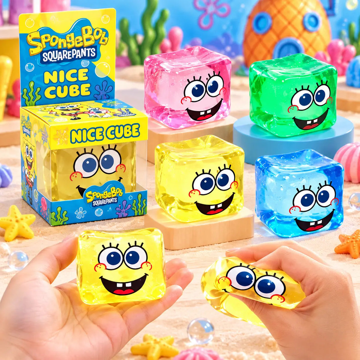 Spongebob Cube Squishy Stress Relief Toy (Random Color | JSTK)