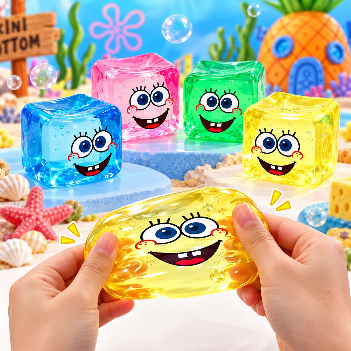 SpongeBob Cube Squishy Stress Relief Toy for Kids | Toynix.pk