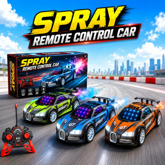 Spray Remote Control Car with Smoke Effect and LED Lights Racing Toy for Kids