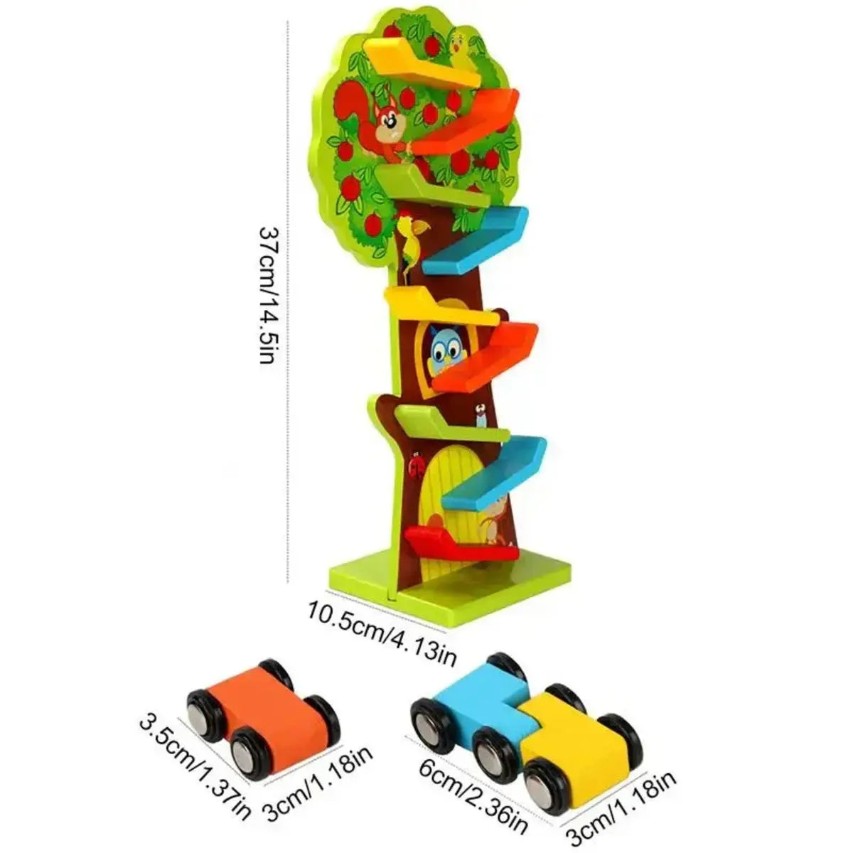 Squirrel Taxiway - Wooden Car Ramp Toy for Kids