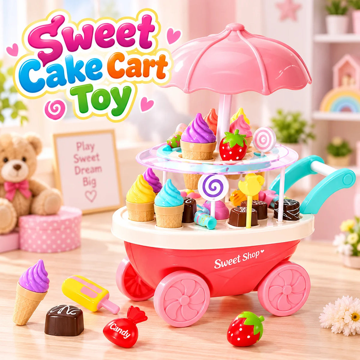 Sweet Cake Cart Toy with LED Lights & Music (668-91)