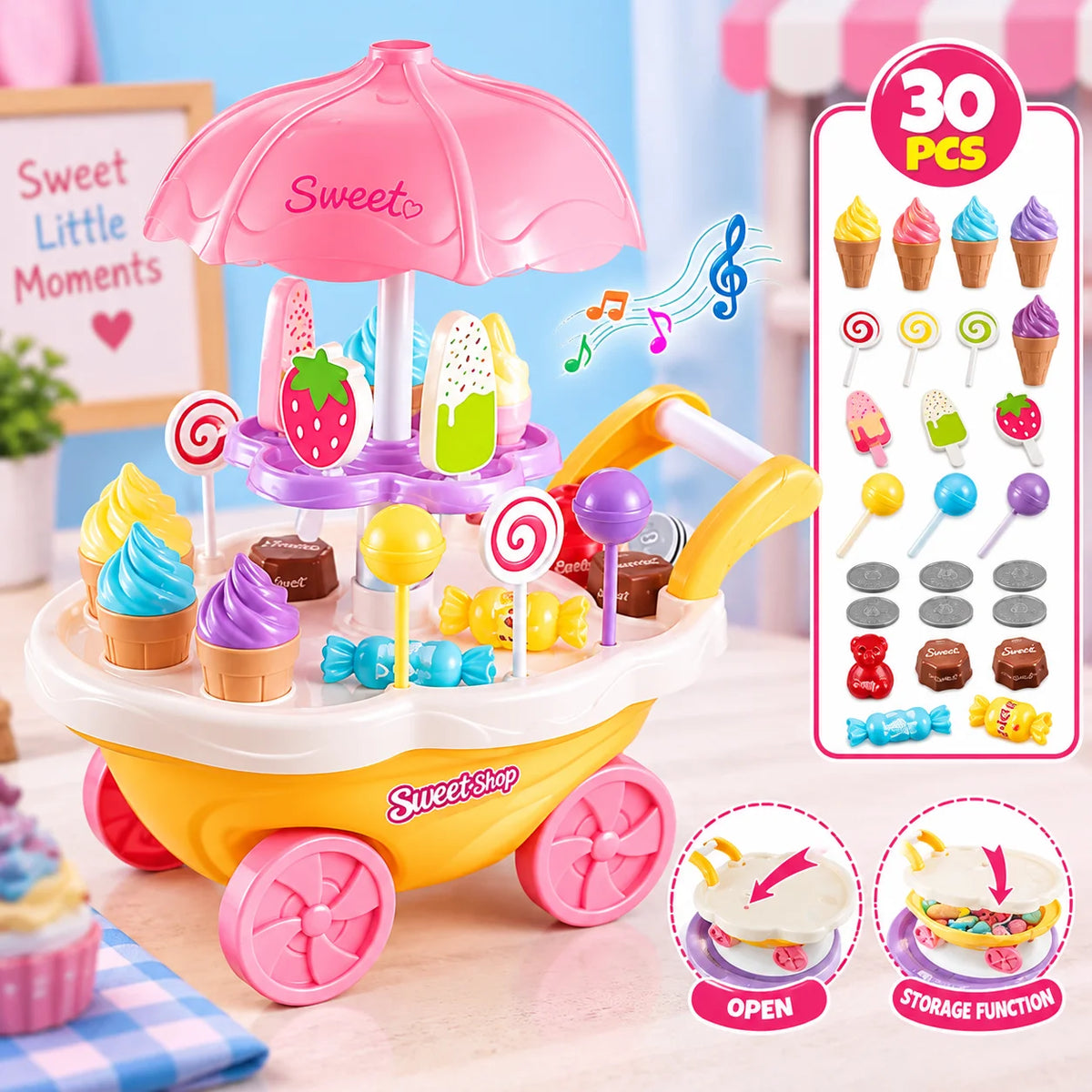 Sweet Cake Cart Toy with LED Lights & Music (668-91)