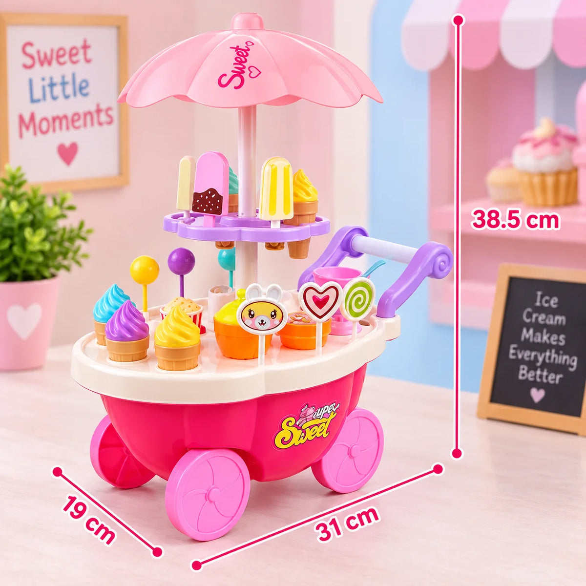 Sweet Cake Cart Toy LED Lights and Music Toy for Kids ( 30 Pieces) - Toynix