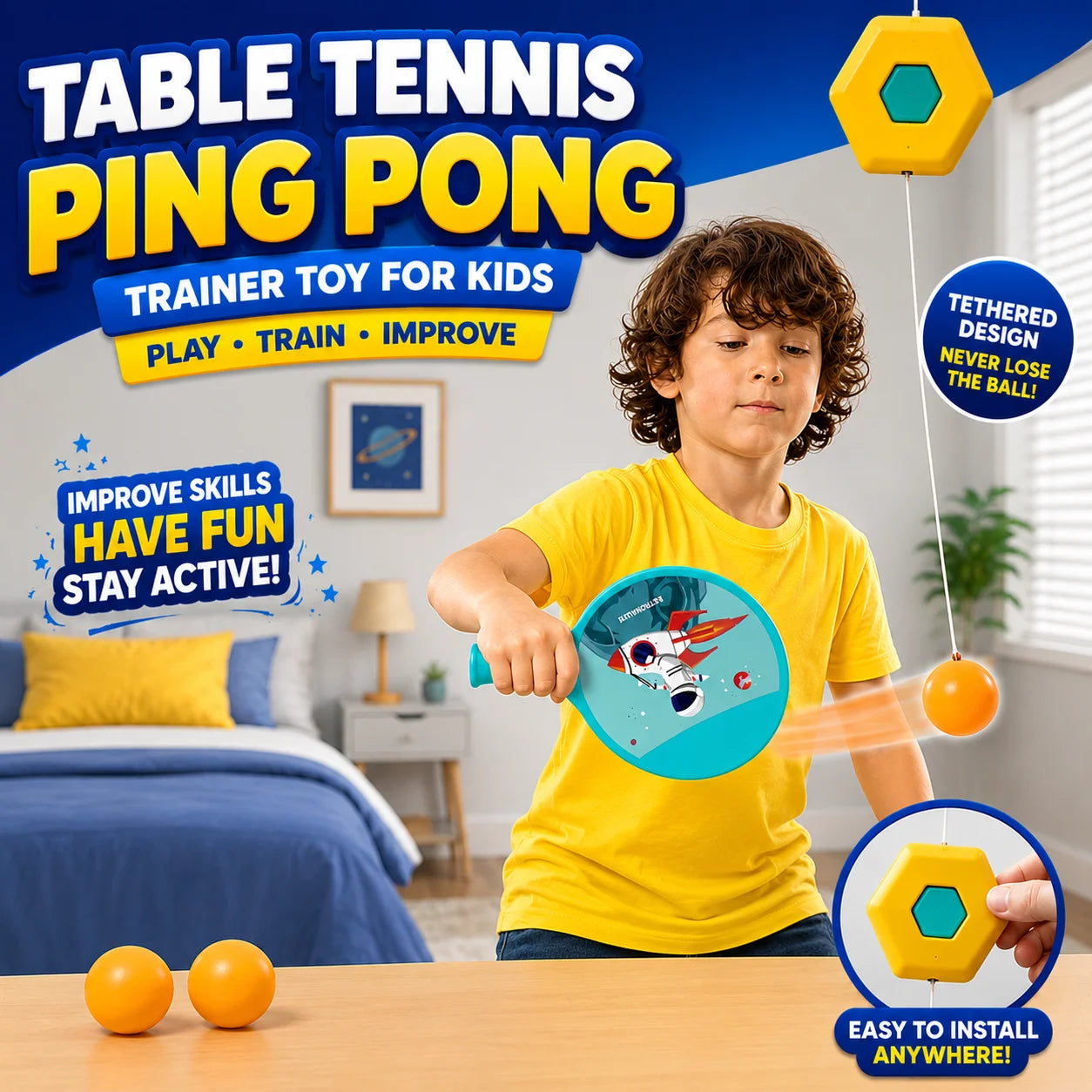 Table Tennis Ping Pong Trainer Toy For Kids - Toynix