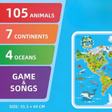 Interactive Talking Animal World Map with Sound For Kids