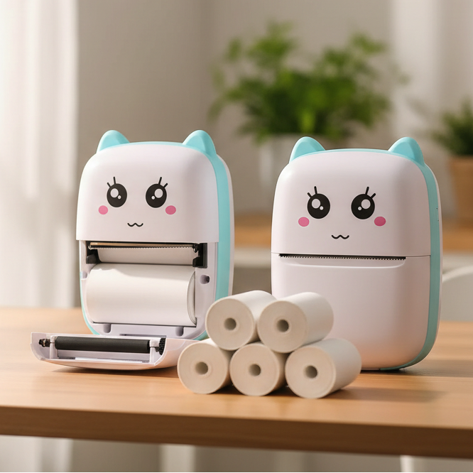 Mini Printer + 6 Paper Bundle - Complete Printing Kit