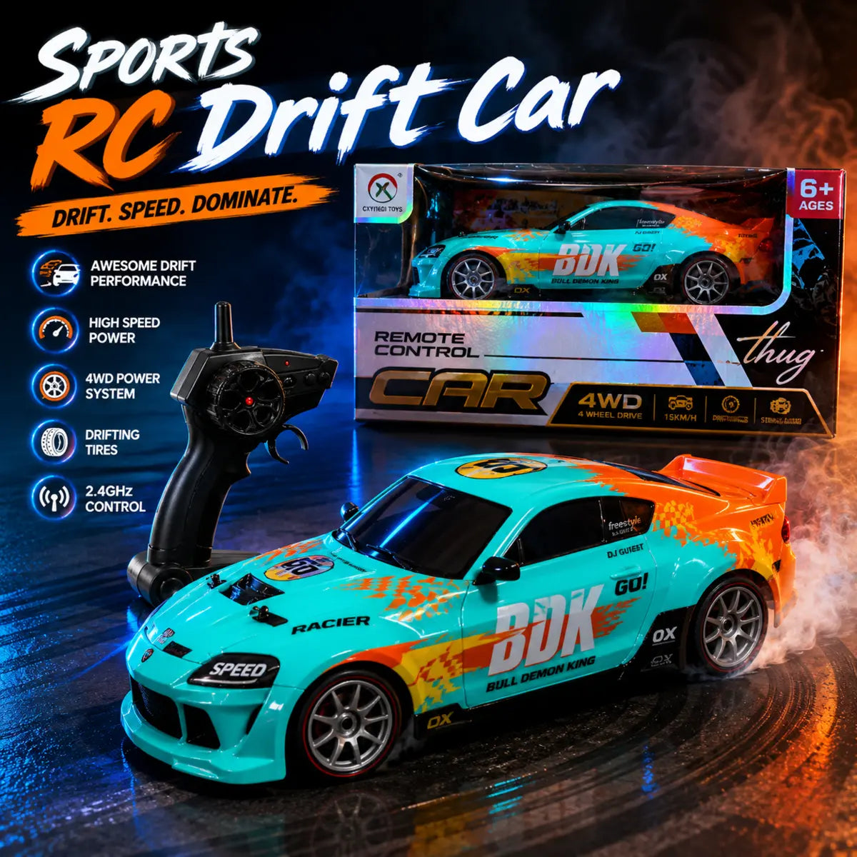 Toyota Supra MK5 RC Sports Drift Car 4WD Remote Control Racing Toy
