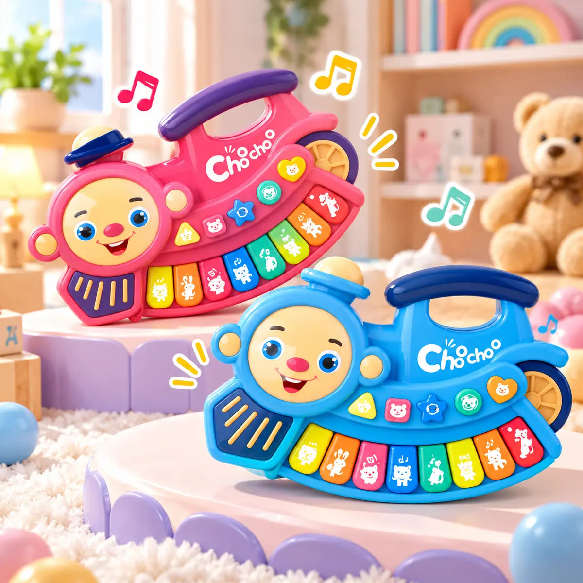 Train Musical Keyboard Piano Toy for Kids Cartoon Musical Instrument