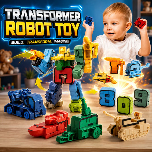 Transforming Robot Car Toy with Number Figures for Kids