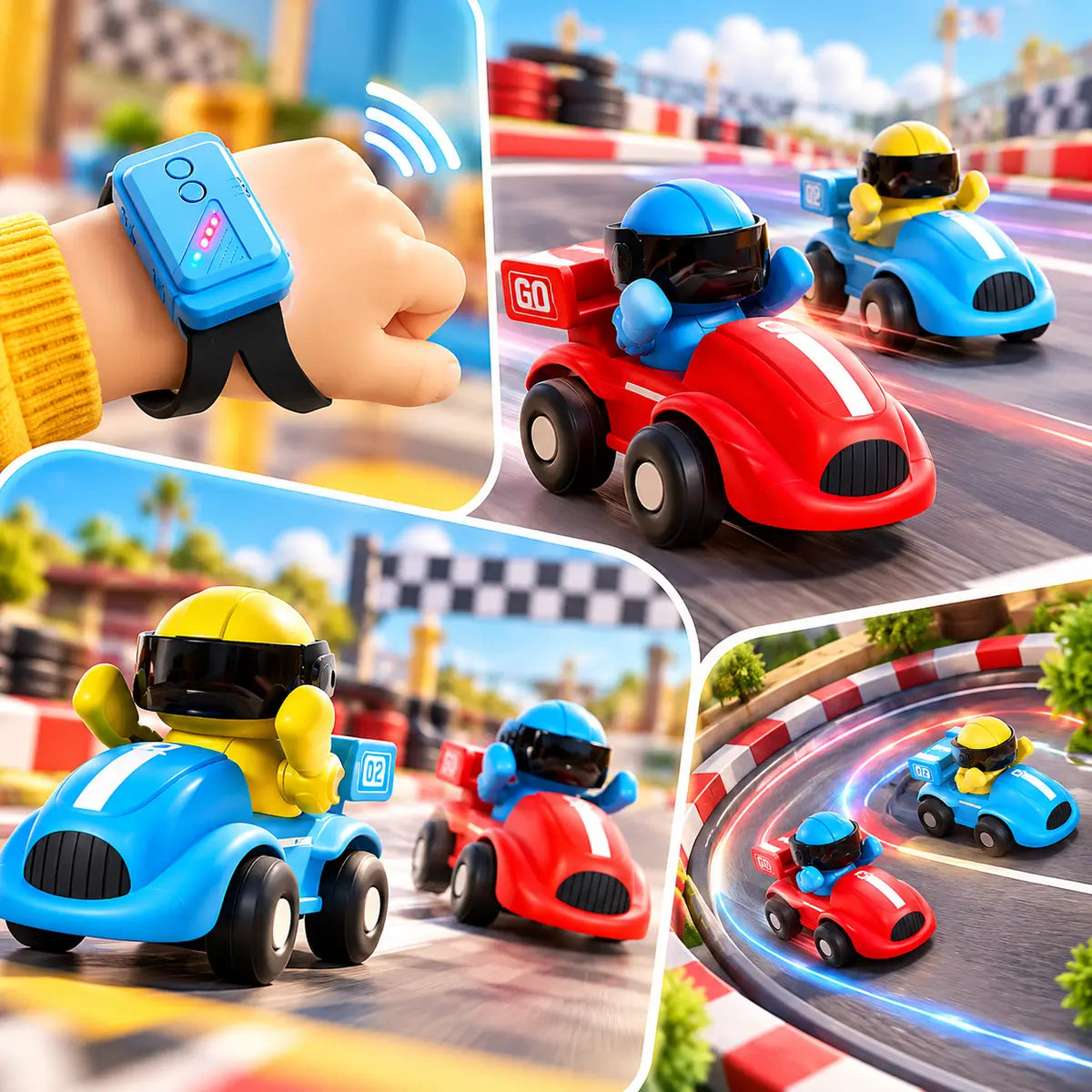 Two-Player Hand Gesture Control Race Track Set with Motion Sensing Cars for Kids