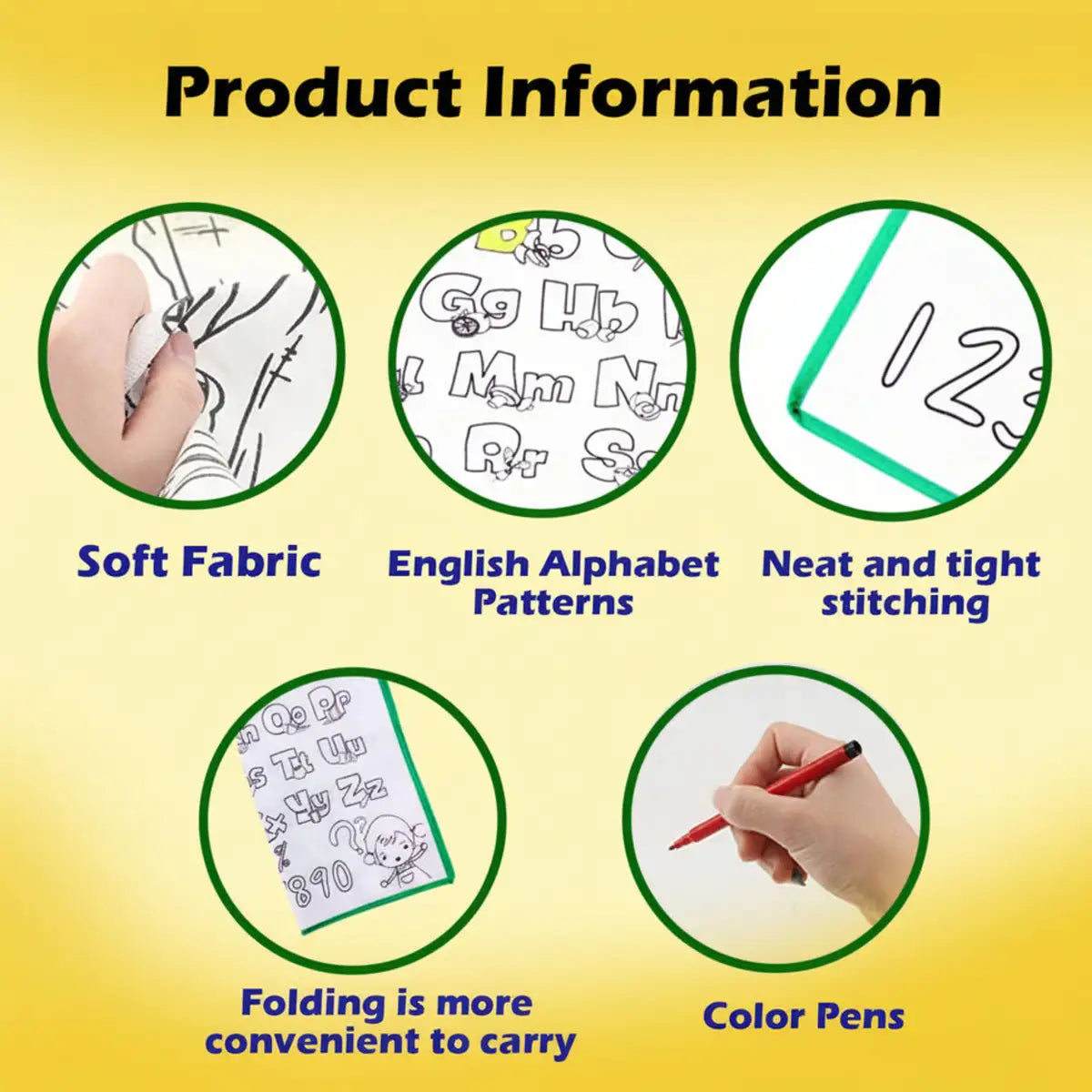 Washable DIY reusable water drawing mat for kids with drawing pens