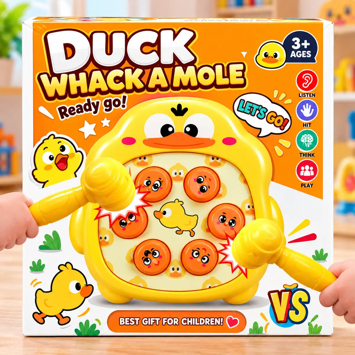 Whack A Mole Duck Toy with colorful mole pieces and hammer for kids 