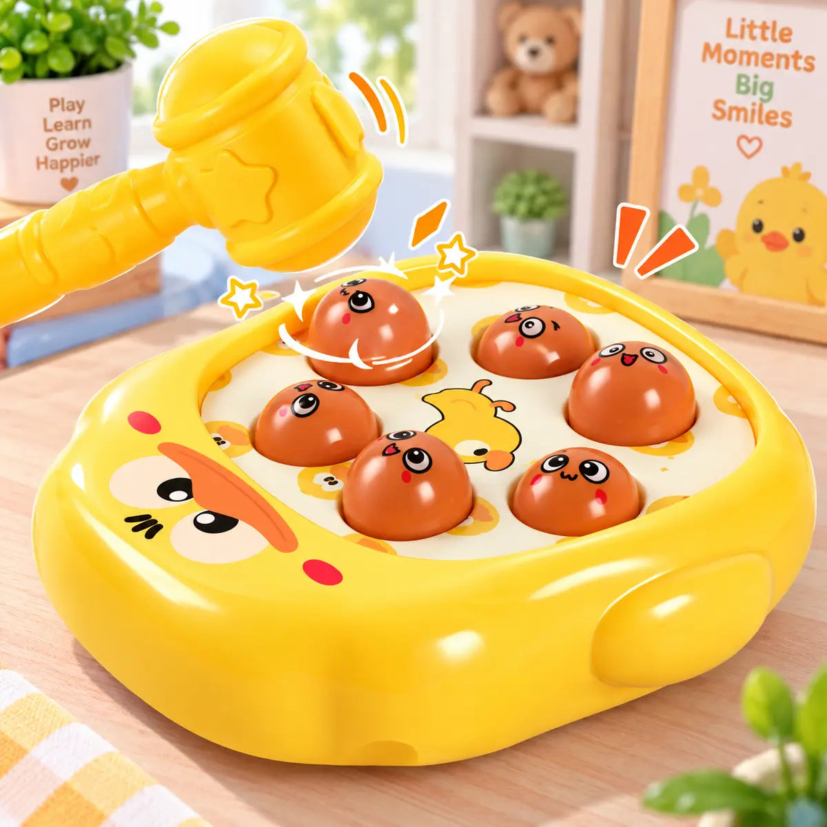 Whack A Mole Duck Toy with colorful mole pieces and hammer for kids 
