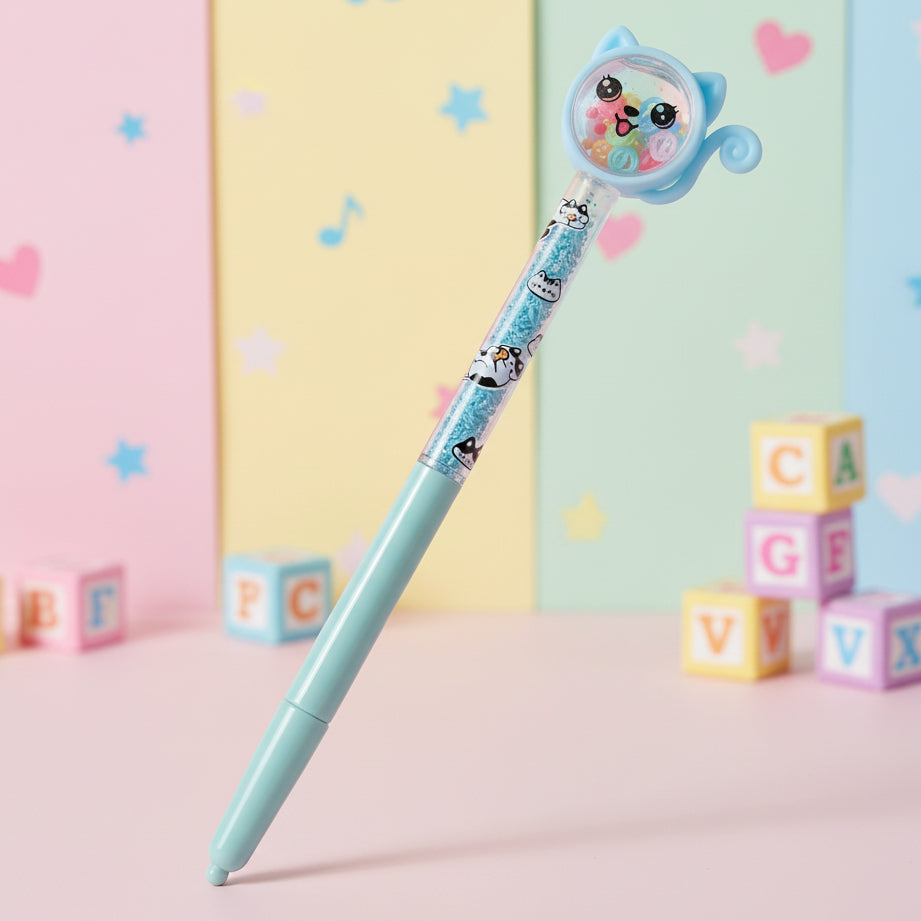 Cute Cat Glitter Ballpoint Pen For Kids (1005)