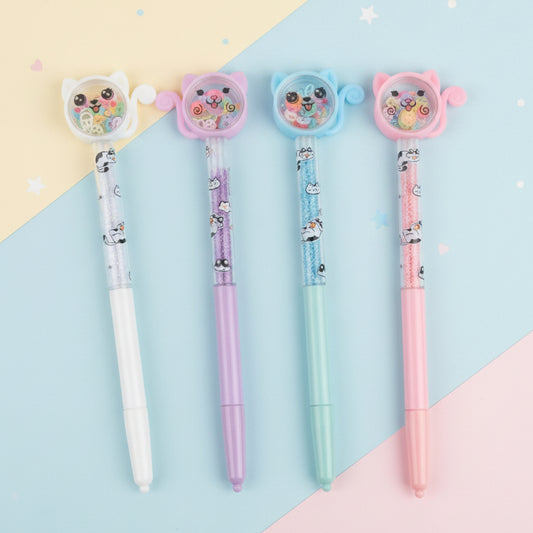 Cute Cat Glitter Ballpoint Pen For Kids (1005)