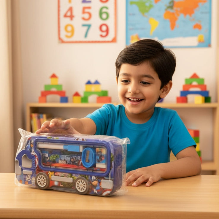 Metal Bus Shape Pencil Box  For Kids (KT-6611)