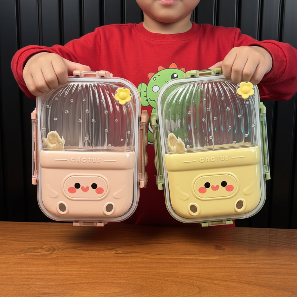 3 Compartment Cactus Shape Lunch Box For Kids (029-4)