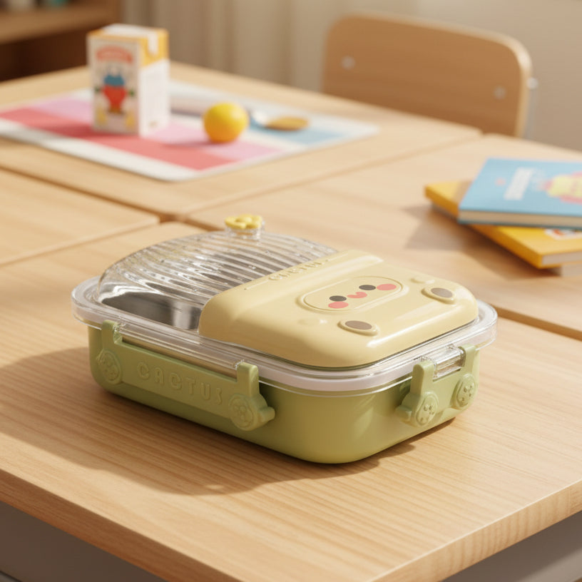3 Compartment Cactus Shape Lunch Box For Kids (029-4)
