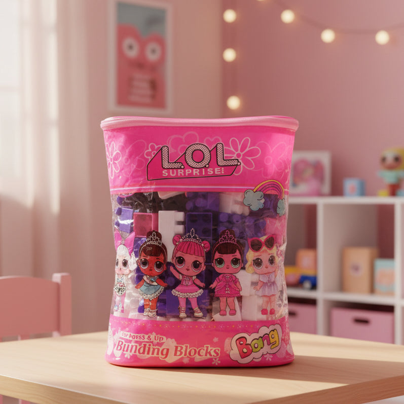 Cartoon Building Blocks Bag for Girls