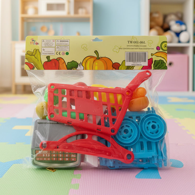 Vegetable Fruit Toy Set with Trolley