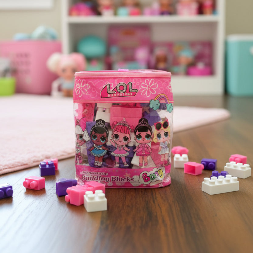 Cartoon Building Blocks Bag for Girls 