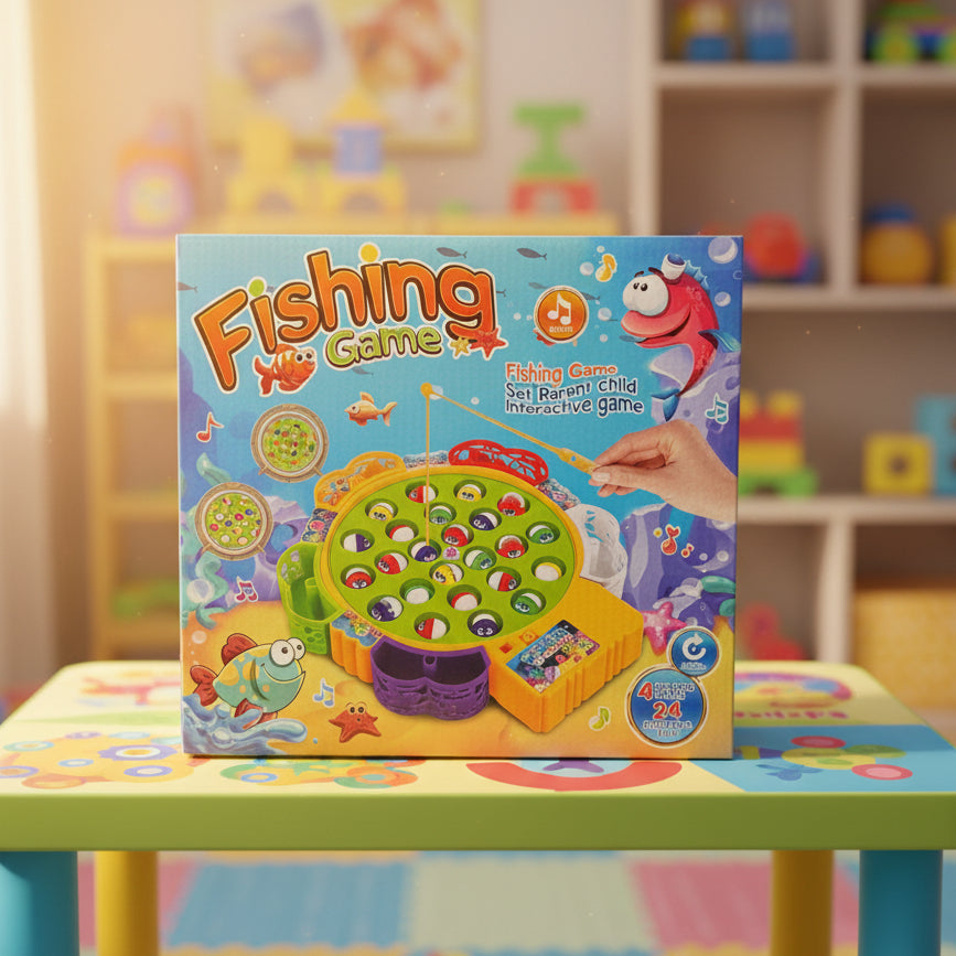 Rotating Fishing Game Toy 24 Fish Set with Music for Kids (6873)