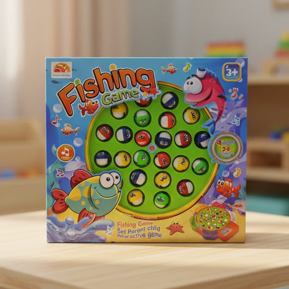 Rotating Fishing Game Toy 24 Fish Set with Music for Kids (6873)