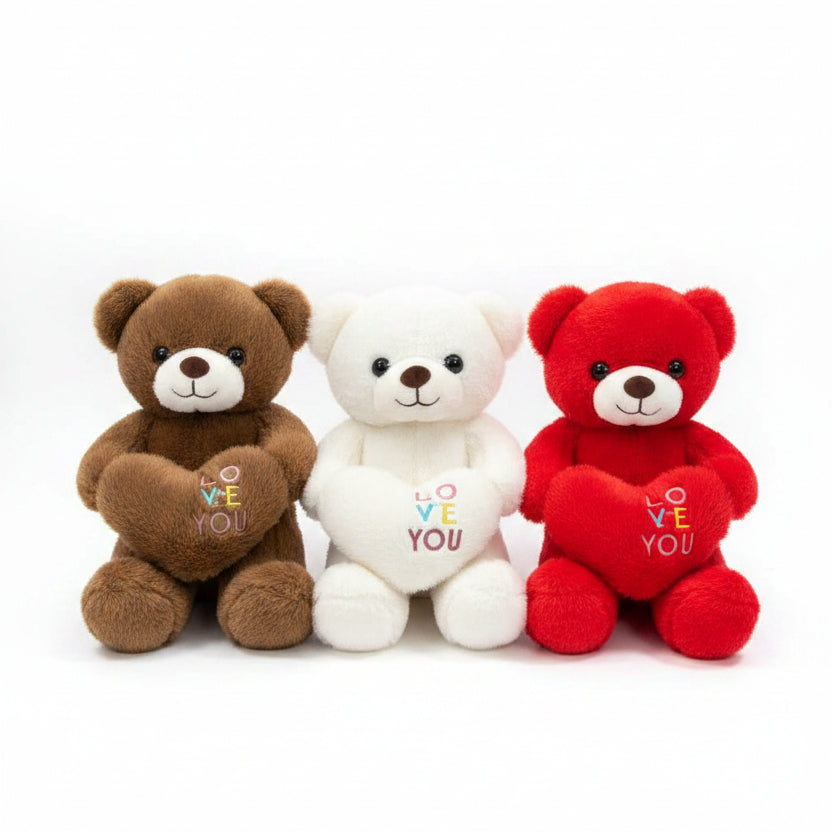 Cute Teddy Bear Plush Toy with Heart (30cm | Random Color)