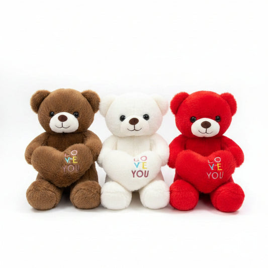 Cute Teddy Bear Plush Toy with Heart (30cm | Random Color)